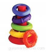 Playgro Ring Tower Stacking Toy Pirámide Rock and Stack Color Verde Amarillo Rojo Lila Naranja (40082)