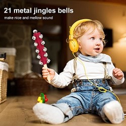 Cascabeles 21 Jingle Bells Bar Madera + Acero inoxidable Jingle Bells Stick Percussion Kids Christmas Toy Presenta(rojo)