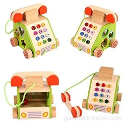 Lalia Juguete de madera de Nachzieh juguete de motricidad de teléfono multicolor de madera regalo para niños juguete de motricidad multicolor reloj de madera 2 + niños pequeños (teléfono)