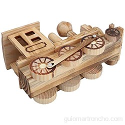 Modelo de locomotora para niños mini madera Tren de vapor Juego de juguete de simulación de madera Decoración del hogar Artesanía con ruedas para niños pequeños