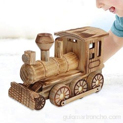 Modelo de locomotora para niños mini madera Tren de vapor Juego de juguete de simulación de madera Decoración del hogar Artesanía con ruedas para niños pequeños