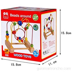BiaBai Niños divertidos para niños pequeños coloridos de madera Mini alrededor de cuentas laberinto de alambre juguete educativo desarrollo de juguetes interactivos para niños