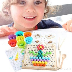 happygirr Montessori - Juego de mesa de madera con clip diseño de arcoíris
