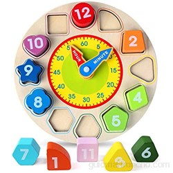 BelleStyle Juguetes de Reloj Madera Juguete de Reloj de Madera Educativo Juguetes Montessori Educativo Rompecabezas Tablero Juegos Educativos Relojes de Aprendizaje para Niños 1 2 3 4 5 Años