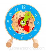 FITYLE Reloj de Madera Juguetes Modelo de Tiempo de enseñanza para niños niñas Juguetes educativos Regalo para Edades de 3-7 años - Estilo 3