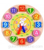 FSHB Reloj de Rompecabezas de Madera para niños Juguetes educativos con Forma de Cuentas Juguete de Aprendizaje de cognición para niños Reloj Preescolar Ayuda didáctica