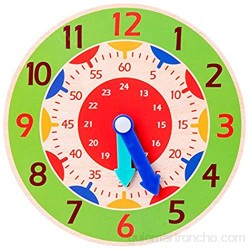 Heshan Reloj de madera de color para niños juguete horas minutos segundos herramienta de enseñanza cognitiva