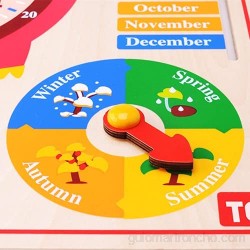 HQ2 Calendario de 6 en 1 y Tablero de Reloj Tiempo Fecha tableros de Madera respetuosos con el Medio Ambiente Seguros y sin Sabor adecuados para niños Mayores de 3 años.