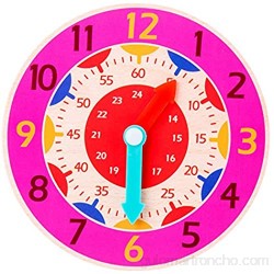 laoonl Los niños reloj de madera juguetes hora minutos segundos cognición enseñanza ayudas coloridos relojes para niño niña