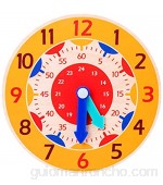 Mengdie Los niños reloj de madera juguetes hora minutos segundos cognición enseñanza ayudas coloridos relojes para niño niña