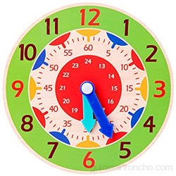 Reloj de aprendizaje de madera – Reloj de clasificación de forma de madera con números y formas tiempo de enseñanza regalos educativos rebabas juguete Montessori para niños