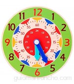 Reloj de aprendizaje de madera – Reloj de clasificación de forma de madera con números y formas tiempo de enseñanza regalos educativos rebabas juguete Montessori para niños