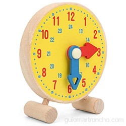 Reloj de educación temprana Regalo maravilloso Sistema de 2 horas y 24 horas Fabricación de material de madera Reloj de madera Números de juguete Entrenando al bebé para entender los colores