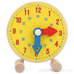 Reloj de educación temprana Regalo maravilloso Sistema de 2 horas y 24 horas Fabricación de material de madera Reloj de madera Números de juguete Entrenando al bebé para entender los colores
