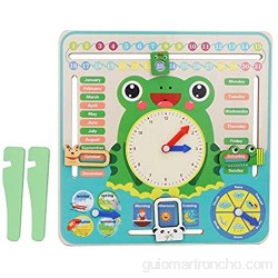 Tablero de calendario de madera 11.8x11.8 pulgadas Temporadas multifuncionales Tiempo Reloj de calendario de cognición Juguete de aprendizaje educativo preescolar para niños pequeños Niños Niñas