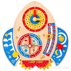 Wenyounge Juguete de exploración con Reloj Calendario Tablero Ocupado de Madera Tablero Montessori para niños pequeños