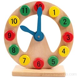 Yuffoo Reloj despertador retro juguetes de madera para niños aprenden a decir tiempo reloj digital de madera ayuda de aprendizaje temprano niños bebé aprendizaje temprano juguetes