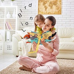 BeebeeRun Libros de Tela para Bebé Animales Activity Libros Blandos Aprendizaje y Educativo Juguete para Bebé Recién Nacido Niños(1 Pieza)