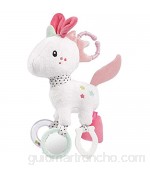 FEHN 057096 - Unicornio de actividad juguete de motricidad para colgar con emocionantes colgantes para agarrar y producir sonido para bebés y niños pequeños a partir de 0 meses