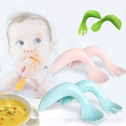 lujiaoshout para bebés niños Los niños azada codo cuchara tenedor de entrenamiento 1 traje verde