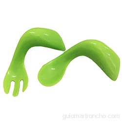 lujiaoshout para bebés niños Los niños azada codo cuchara tenedor de entrenamiento 1 traje verde