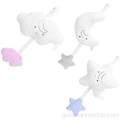 Sonajero para cuna de bebé cochecito infantil caja musical colgante juguete de dibujos animados nubes de luna actividad para bebés juguetes para colgar y reconfortantes para bebés(Blanco)