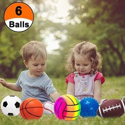 BACIVIC 6 unidades de pelotas blandas para niños pelota de bebé para bebé pelota de fútbol baloncesto tenis antiestrés pelota de bebé con bomba para bebés a partir de 3 meses multicolor