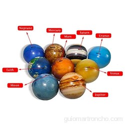 Flummis Springball Bouncy Ball Pelota de goma Esponja de impresión en color Bolas sólidas y suaves Sistema solar Bolas de planeta Anti estrés Bolas de planeta solar para niños y adultos 9 piezas