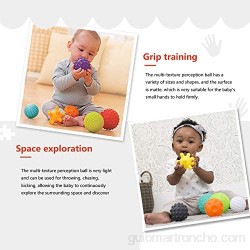 JIN GUI Juego Bolas sensoriales bebés Paquete 6 Squeeze Táctiles niños Bolas Masaje con Forma de Punto Entrenamiento de Agarre Libre de BPA no tóxico para bebés Coordinación Exploración Espacial