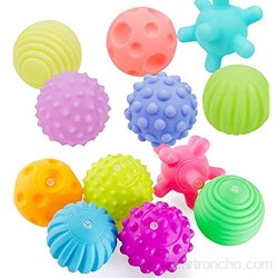 TiKiNi Bolas sensoriales para bebé 12 piezas de juguetes sensoriales de plástico suave bolas de bolas múltiples estructuradas multicolor sensoriales juguetes de baño TPU seguro pegamento suave