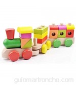 B&Julian XXL Tren de Madera 45cm con 16 Bloques de construcción Color Bloques de construcción como un Juguete de fantasía para niños