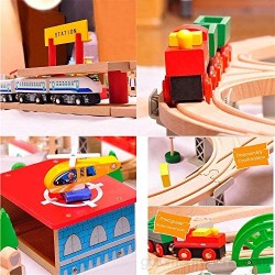 LXWM Tren de Madera Juguetes Educativos para niños de la Primera Infancia Juguetes Puzzle Juguetes de Madera pequeños para niños 130 unids