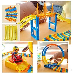 Mopoq Juego de tren de ferrocarril pista de carreras de coches conjunto de juguete Tren flexibles tengan regalo de los niños de Playset Juguetes for más de 3 años de edad los niños