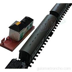 Set de iniciacion para maquetas de trenes - Locomotora para modelismo ferroviario - Locomotoras a vapor con vagones - 25 partes - Sonido luz y humo