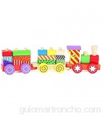Van Manen-2Play Wood vagón Tren de Madera con Bloques de construcción de Colores Juguete para niños 610063 Multicolor