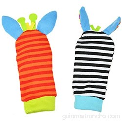 1 par de calcetines para bebé con sonajero diseño de animales