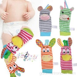 Calcetines de sonajero para bebé de 4 piezas calcetines de buscador de pie de bebé de animales bonitos juguetes de sonajero para Baby Shower regalos para recién nacidos(deer)