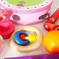 Pandereta Infantil Navidad Instrumentos Musicales Infantiles Sonajeros para niña Sonajeros de bebé de 0 a 6 Meses Pink