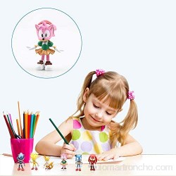 Modelo de Personaje Sónico de 6 PCS Mini Adornos de Juguete con Figura de PVC Decoraciones de Muñecas Hechas a Mano para Niños Coleccionables Decoración de Pasteles de Cumpleaños