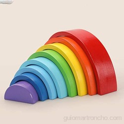 Fagu Bloques de construcción de arcoíris Coloridos de Madera Puente de Arco de Juguete Montessori ensamblaje para niños