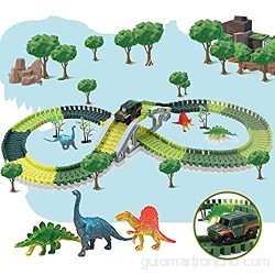 Dinosaur Toys Race Track Toy Set Juego de pistas de construcción con coche de dibujos animados con 1 coche de carreras 2 dinosaurios regalo de fiesta de cumpleaños de Navidad para niños mayores de