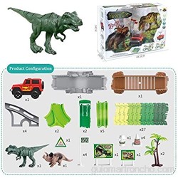 Dinosaur Toys Race Track Toy Set Juego de pistas de construcción con coche de dibujos animados con 1 coche de carreras 2 dinosaurios regalo de fiesta de cumpleaños de Navidad para niños mayores de