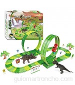 Juego de pista de dinosaurio flexible variable juego de pista de carreras tragamonedas juguetes para coche con 2 juguetes de dinosaurio juego de carreras ferroviarias juguete de regalo para ni