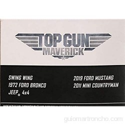 Matchbox Top Gun Maverick paquete de 5 #1- 4 vehículos y 1 réplicas de avión de la película 1972 Ford Bronco Jeep 4x4 2019 Ford Mustang 2011 Mini Countryman