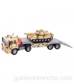 Xolye Trailer Tank Toy Car Combo Combo Set Military Transporter Boy Toy 2 Colores Opcional Tanque Modelo de Toy Sonido y Luz Educational Toy Car (Color : Si)