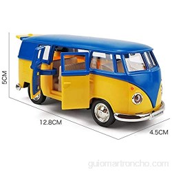 Xolye Uno y Treinta y Seis de la aleación de Bus Bus de Juguete del niño Retro del Coche de la Puerta Abierta Bus Boy Toy anticaída inercia hacia adelante Tira del Coche (Color : Yellow Blue)