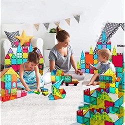 Deluxe Kit Bloques de Construcción Magnéticos 3D para Niños y Niñas de 3 4 5 6 y 7 Años - Juguete Educativo con Figuras Geométricas para Desarrollar la Creatividad de Sus Pequeños - 108 Piezas