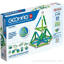 Geomag Color Juego de Bloques de Construcción Magnéticos para Niños Juguete Magnético Colección Verde de Plástico 100% Reciclado 60 piezas (272)