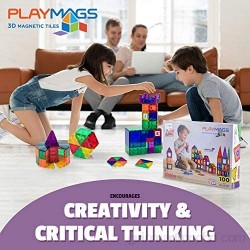 Playmags - Mega Set de 150 piezas: Ahora con Imanes más Fuertes Robusto Súper Duradero con Azulejos Vivos de Colores Claros - 18 Piezas de Accesorios Clickins para Mejorar tu Creatividad