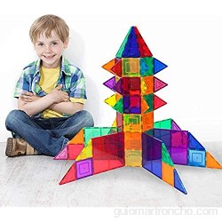 WLHER 60 Piezas Kit Bloques de Construcción Magnéticos 3D para Niños y Niñas de 3 4 5 6 y 7 Años - Juguete Educativo con Figuras Geométricas para Desarrollar la Creatividad de Sus Pequeños